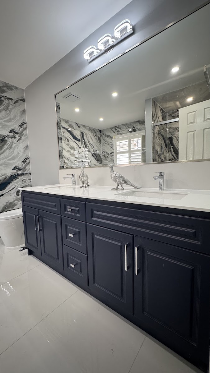 Master washroom double vanity renovation